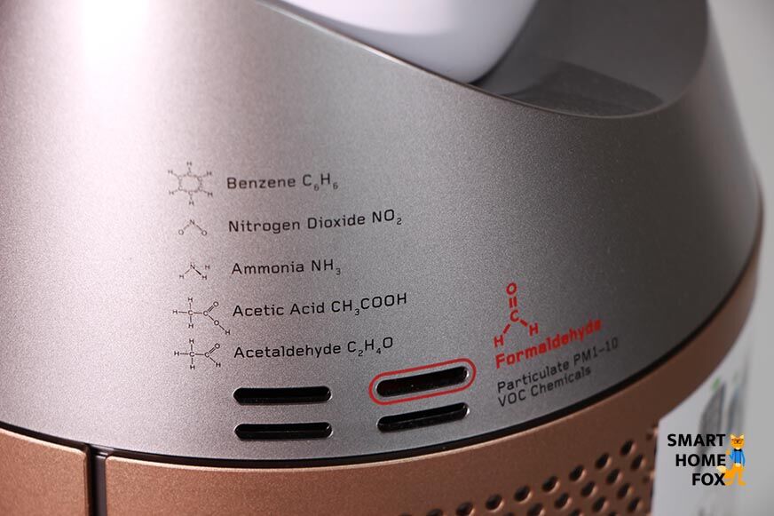 Die unterschiedlichen Luftqualitätssensoren vom Dyson Purifier Cool Formaldehyde Luftreiniger